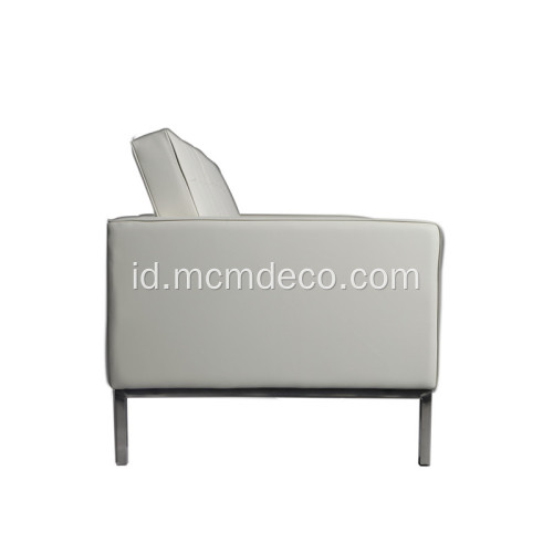 Florence Knoll Putih Kulit Asli 2 Sofa Kursi